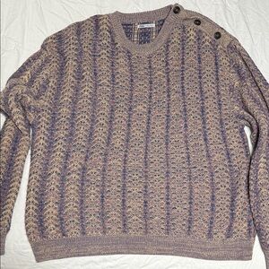 Zara Men's Purple and Beige Crewneck Sweater